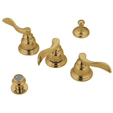 Kingston Brass KB8322NFL NuWave French Bidet Faucet W/ Brass Pop-Up, Polished Brass KB8322NFL